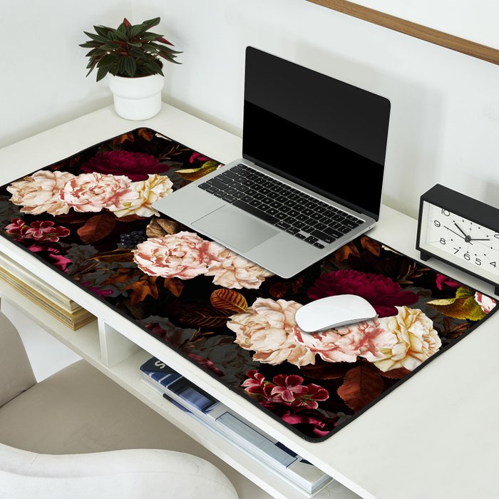 Vintage & Shabby Chic - Midnight Rose and Peony Garden Desk Mat Gallery Image 2