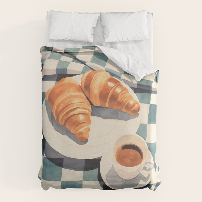 Morning Croissants and Coffee Bliss Duvet Cover Gallery Image 6