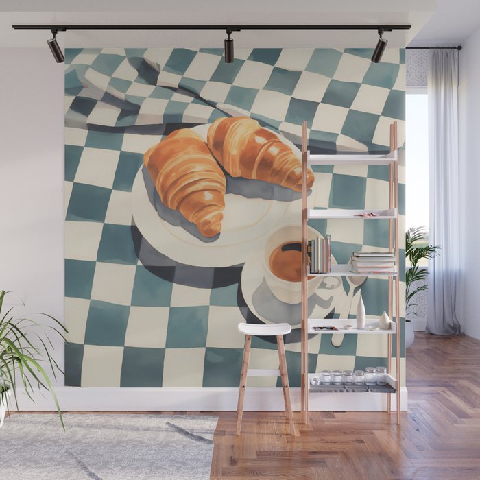 Morning Croissants and Coffee Bliss Wall Mural Gallery Image 1