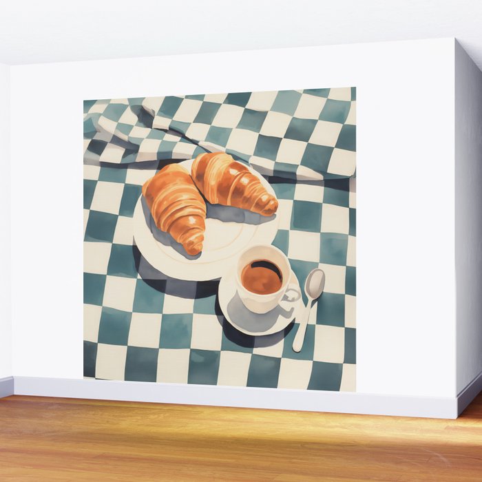 Morning Croissants and Coffee Bliss Wall Mural Gallery Image 2