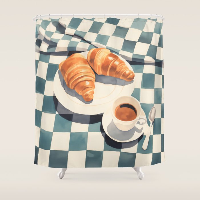 Morning Croissants and Coffee Bliss Shower Curtain Gallery Image 1