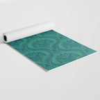 Triceratops Damask - Teal Yoga Mat Gallery Image 2