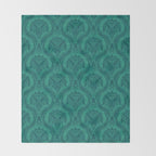 Triceratops Damask - Teal Throw Blanket Gallery Image 2