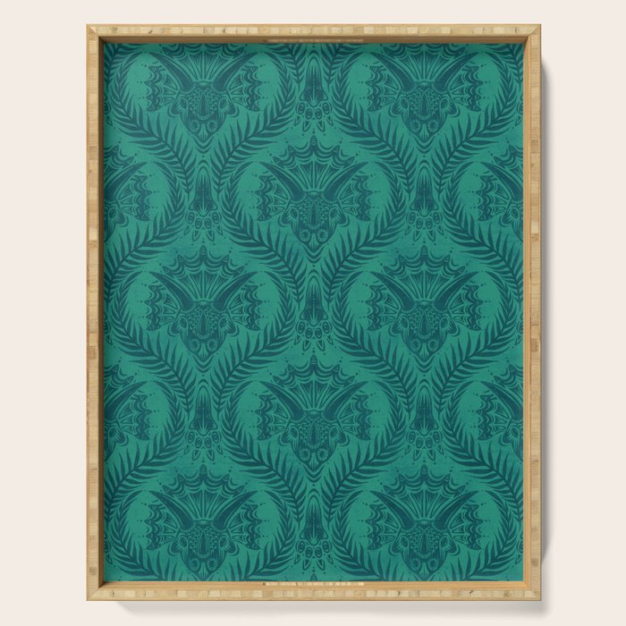 Triceratops Damask - Teal Serving Tray Gallery Image 1
