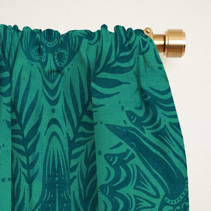 Triceratops Damask - Teal Window Curtain Gallery Image 2