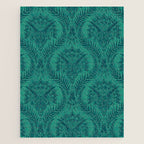 Triceratops Damask - Teal Jigsaw Puzzle Gallery Image 1