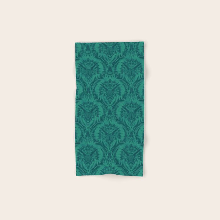 Triceratops Damask - Teal Bath Towel Gallery Image 1