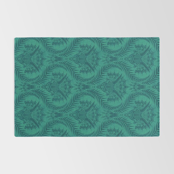 Triceratops Damask - Teal Rug Gallery Image 2