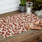 Geometric Abstract Terracotta Modern Original Artwork Outdoor Rug Gallery Image 2