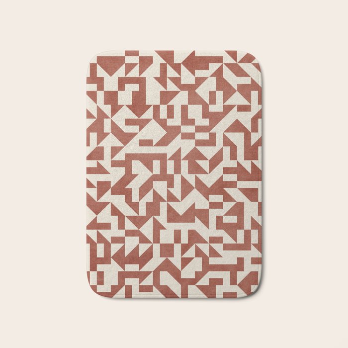 Geometric Abstract Terracotta Modern Original Artwork Bath Mat Gallery Image 1