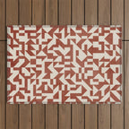 Geometric Abstract Terracotta Modern Original Artwork Outdoor Rug Gallery Image 1