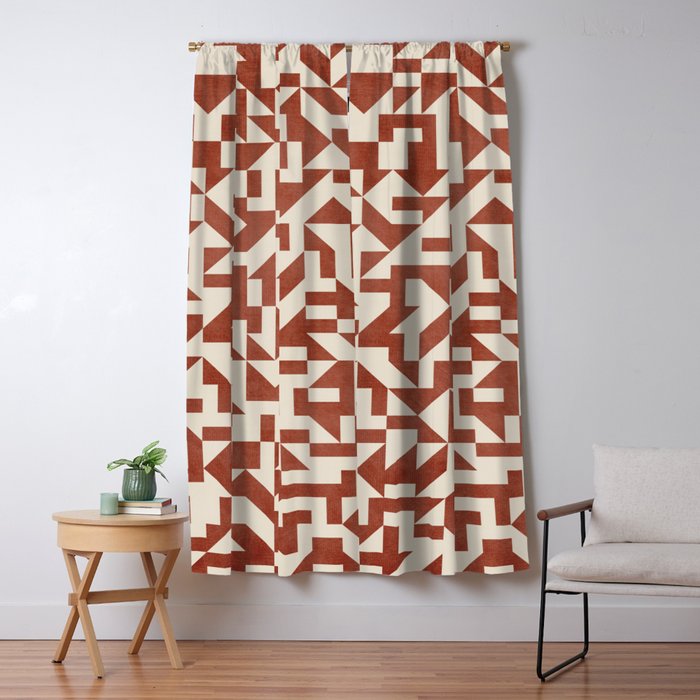 Geometric Abstract Terracotta Modern Original Artwork Window Curtain Gallery Image 5