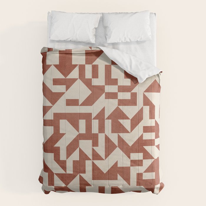 Geometric Abstract Terracotta Modern Original Artwork Comforter Gallery Image 6