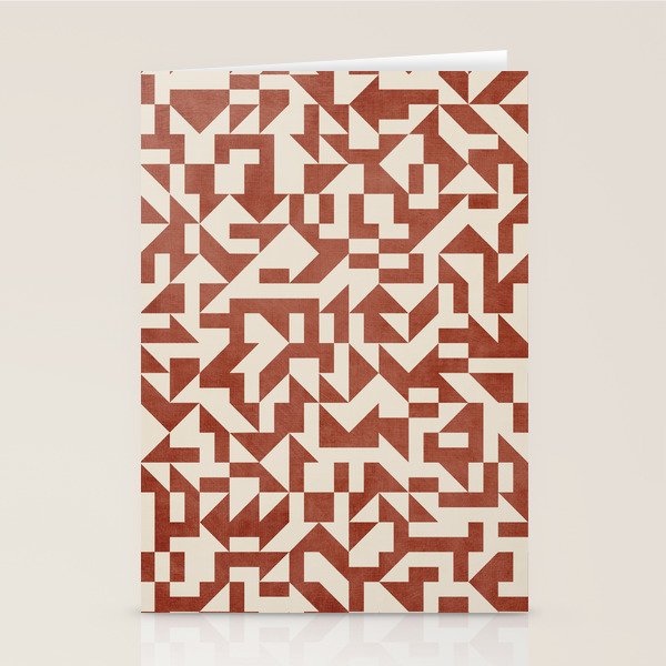 Geometric Abstract Terracotta Modern Original Artwork Stationery Card Gallery Image 1