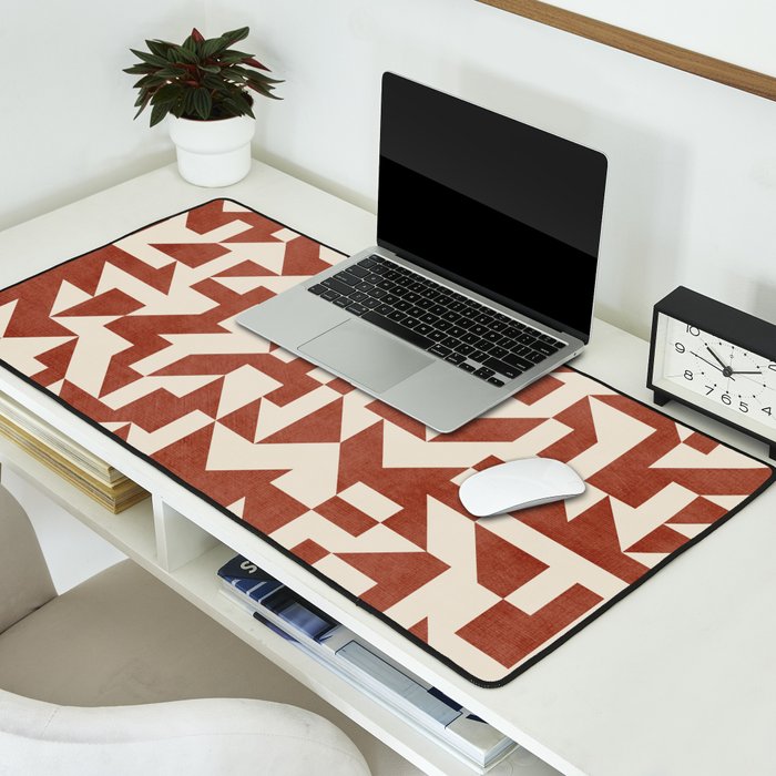 Geometric Abstract Terracotta Modern Original Artwork Desk Mat Gallery Image 2