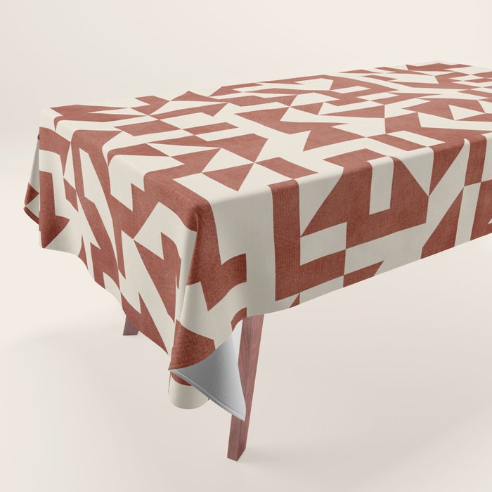 Geometric Abstract Terracotta Modern Original Artwork Tablecloth Gallery Image 1