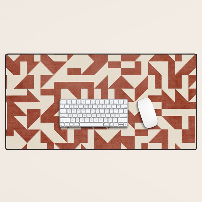 Geometric Abstract Terracotta Modern Original Artwork Desk Mat Gallery Image 1