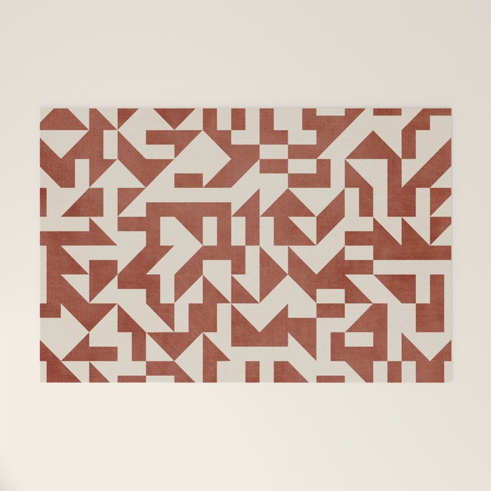 Geometric Abstract Terracotta Modern Original Artwork Welcome Mat Gallery Image 1
