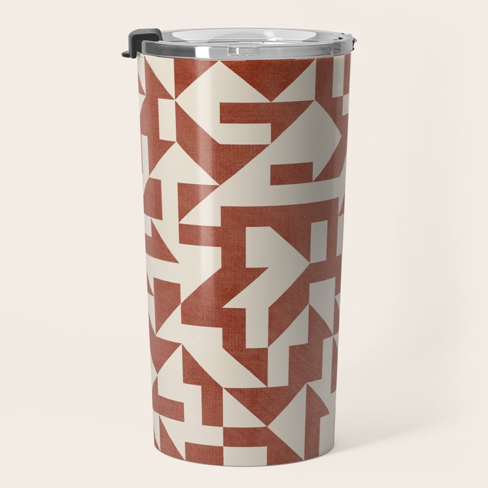 Geometric Abstract Terracotta Modern Original Artwork Travel Mug Gallery Image 3
