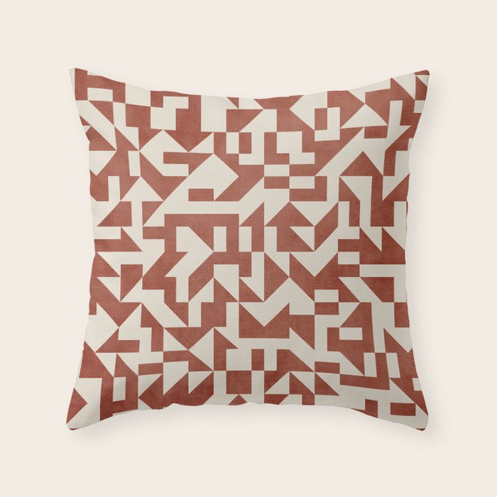 Geometric Abstract Terracotta Modern Original Artwork Throw Pillow Gallery Image 1