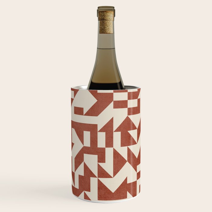 Geometric Abstract Terracotta Modern Original Artwork Wine Chiller Gallery Image 1