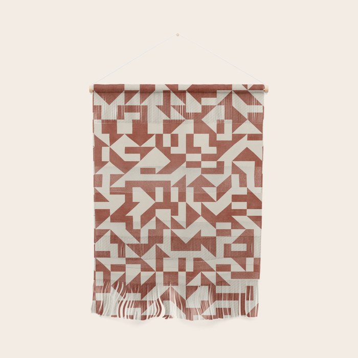 Geometric Abstract Terracotta Modern Original Artwork Wall Hanging Gallery Image 1