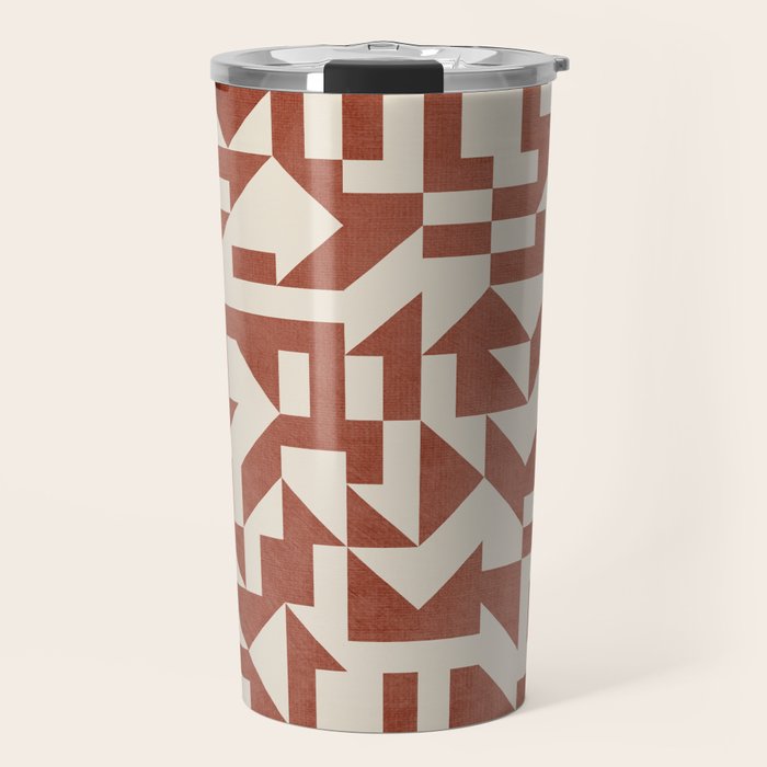 Geometric Abstract Terracotta Modern Original Artwork Travel Mug Gallery Image 1