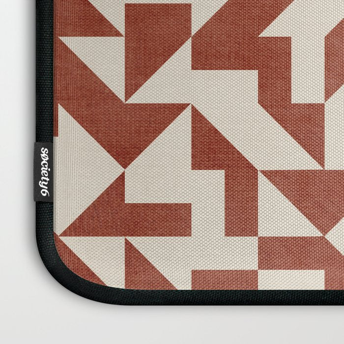 Geometric Abstract Terracotta Modern Original Artwork Laptop Sleeve Gallery Image 3