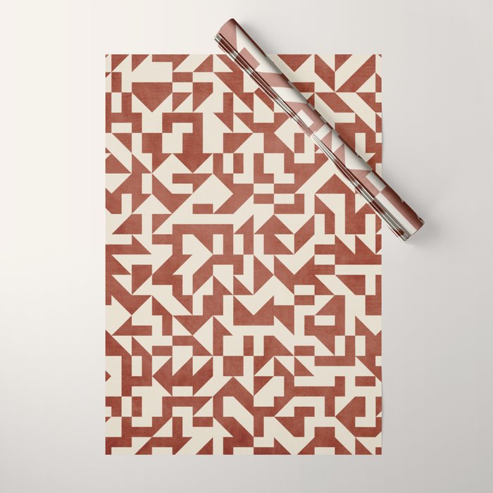 Geometric Abstract Terracotta Modern Original Artwork Wrapping Paper Gallery Image 1