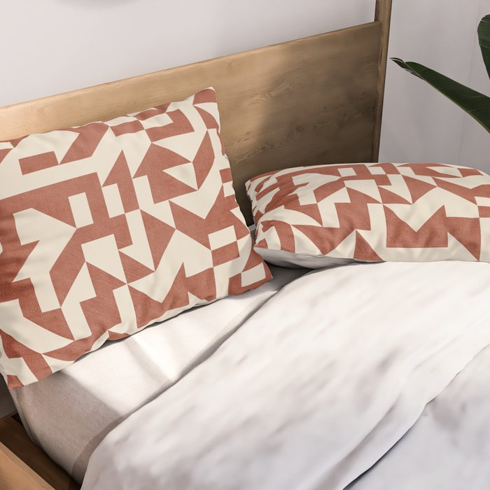 Geometric Abstract Terracotta Modern Original Artwork Pillow Sham Gallery Image 2