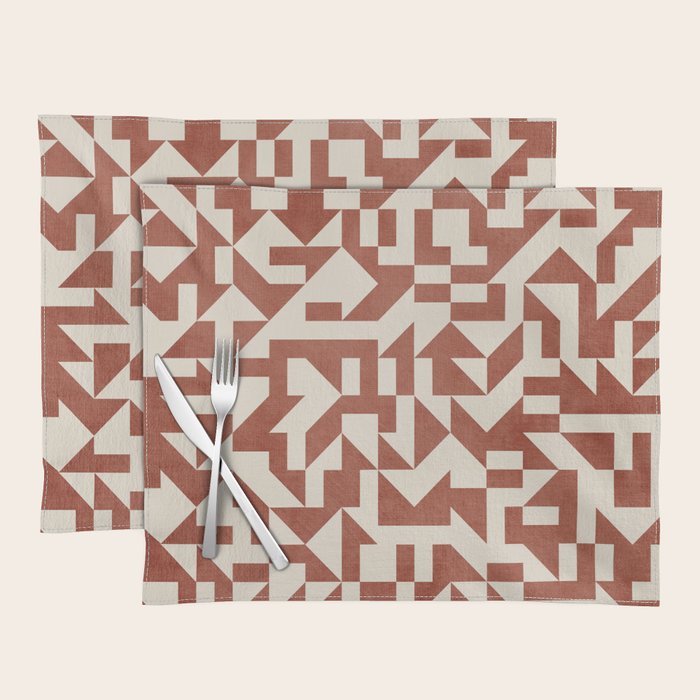 Geometric Abstract Terracotta Modern Original Artwork Placemat Gallery Image 1