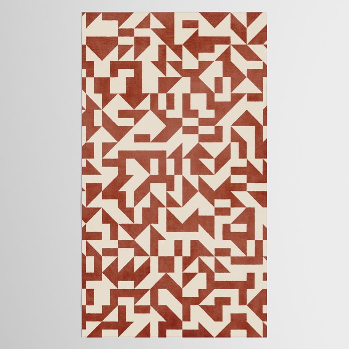 Geometric Abstract Terracotta Modern Original Artwork Tablecloth Gallery Image 2