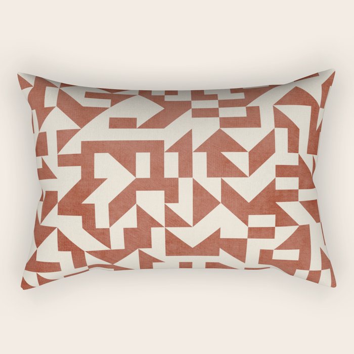 Geometric Abstract Terracotta Modern Original Artwork Rectangular Pillow Gallery Image 2