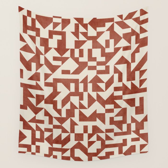 Geometric Abstract Terracotta Modern Original Artwork Wall Tapestry Gallery Image 1