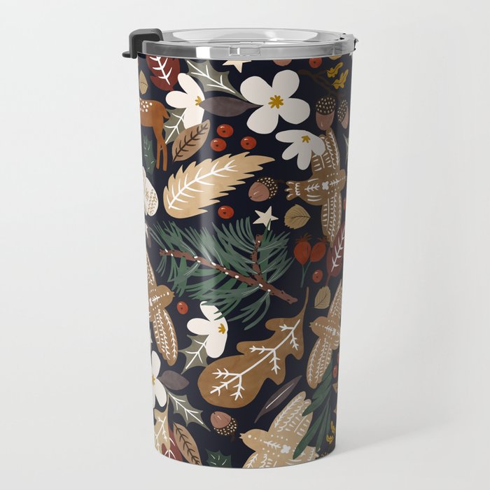 Christmas night forest ornaments Travel Mug Gallery Image 3