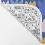 Rows of Tulips in Bloom in Blue & Mustard Yellow Bath Mat Gallery Image 2