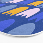Rows of Tulips in Bloom in Blue & Mustard Yellow Bath Mat Gallery Image 3