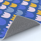 Rows of Tulips in Bloom in Blue & Mustard Yellow Rug Gallery Image 4
