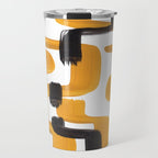 Mid Century Abstract Black & Yellow Fun Pattern 70's Mustard Ripples Lines Retro Style Travel Mug Gallery Image 1