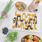Mid Century Abstract Black & Yellow Fun Pattern 70's Mustard Ripples Lines Retro Style Cutting Board Gallery Image 2