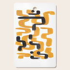 Mid Century Abstract Black & Yellow Fun Pattern 70's Mustard Ripples Lines Retro Style Cutting Board Gallery Image 1