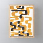 Mid Century Abstract Black & Yellow Fun Pattern 70's Mustard Ripples Lines Retro Style Mini Art Print Gallery Image 1