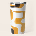 Mid Century Abstract Black & Yellow Fun Pattern 70's Mustard Ripples Lines Retro Style Travel Mug Gallery Image 2