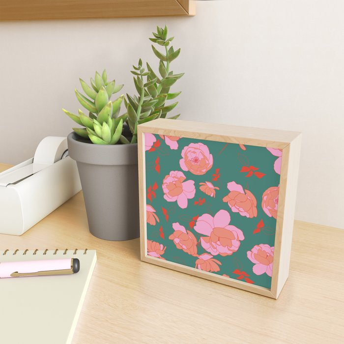English Roses in Pink and Green Mini Art Print Gallery Image 2