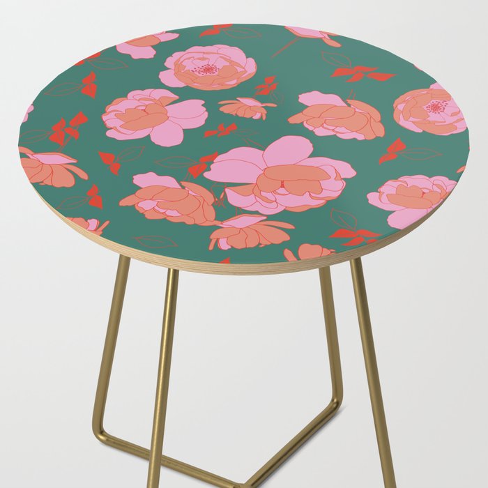 English Roses in Pink and Green Side Table Gallery Image 2