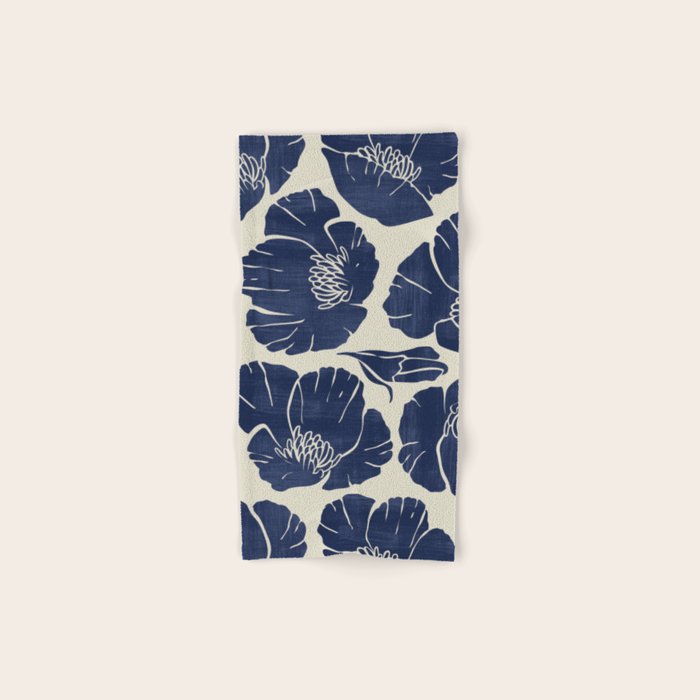 Poppies Indigo Bath Towel Gallery Image 1