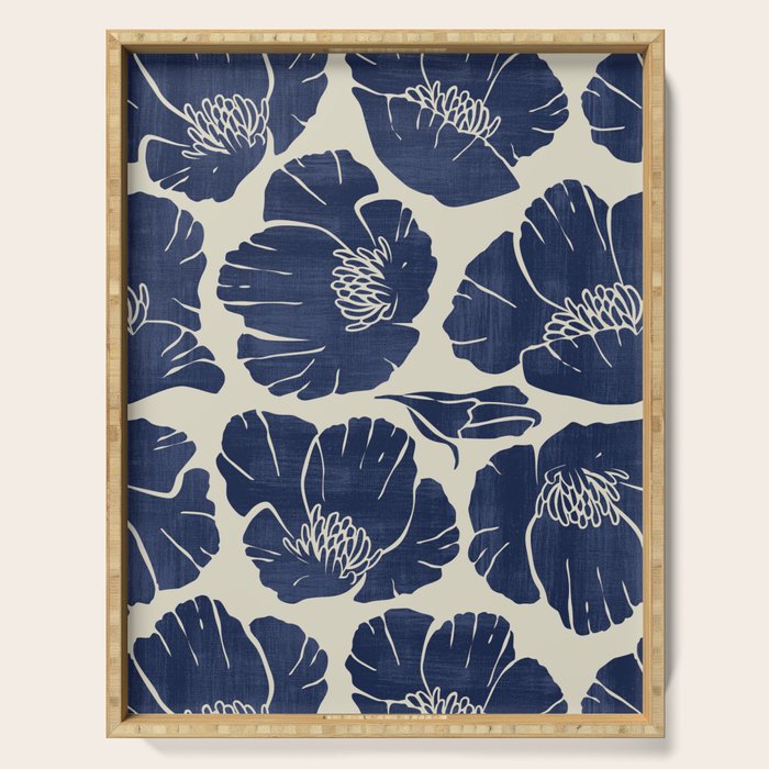 Poppies Indigo Serving Tray Gallery Image 1