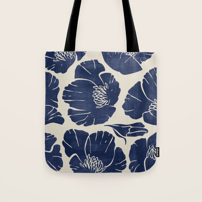 Poppies Indigo Tote Bag Gallery Image 1