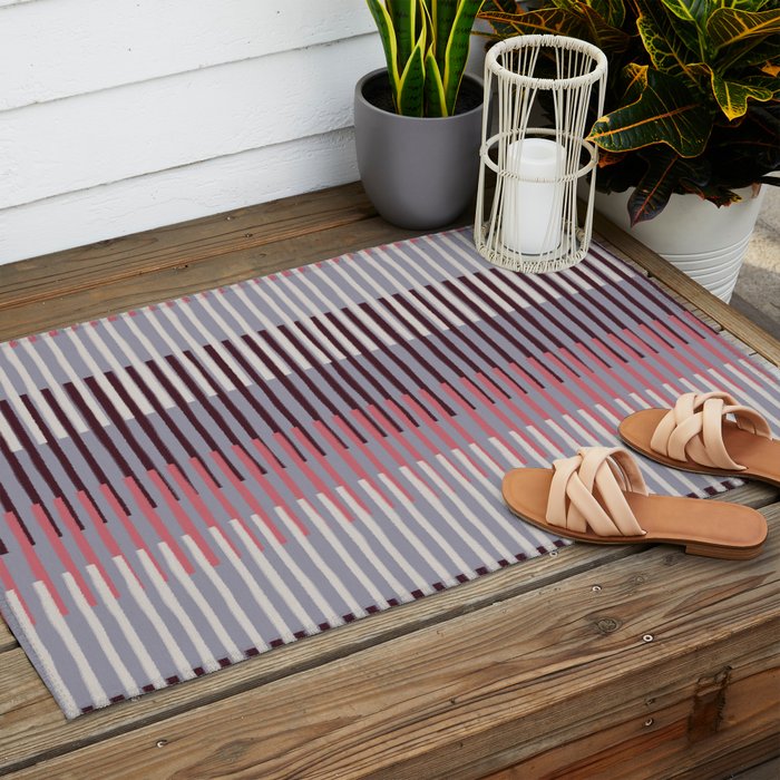 Painted Stripes Layered Outdoor Rug Gallery Image 2