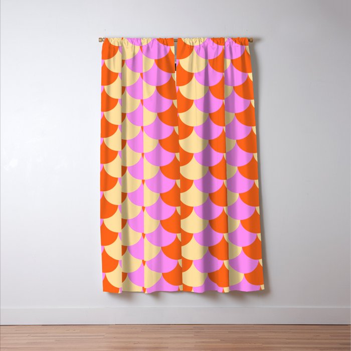 Scale Pattern / Art-deco - Pink, Orange, Cream Window Curtain Gallery Image 3
